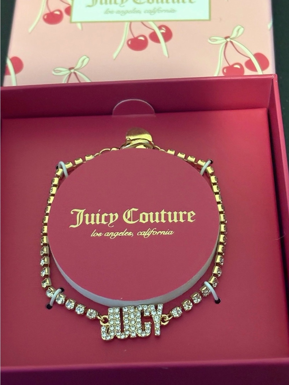 Juicy Couture Pink Gold 'Juicy' Crystal adjustable Bracelet